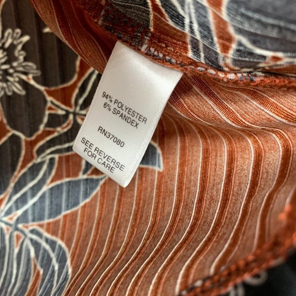 Cato Top Orange Black Floral Print Cut Out Strappy V Neck - Picture 5 of 8